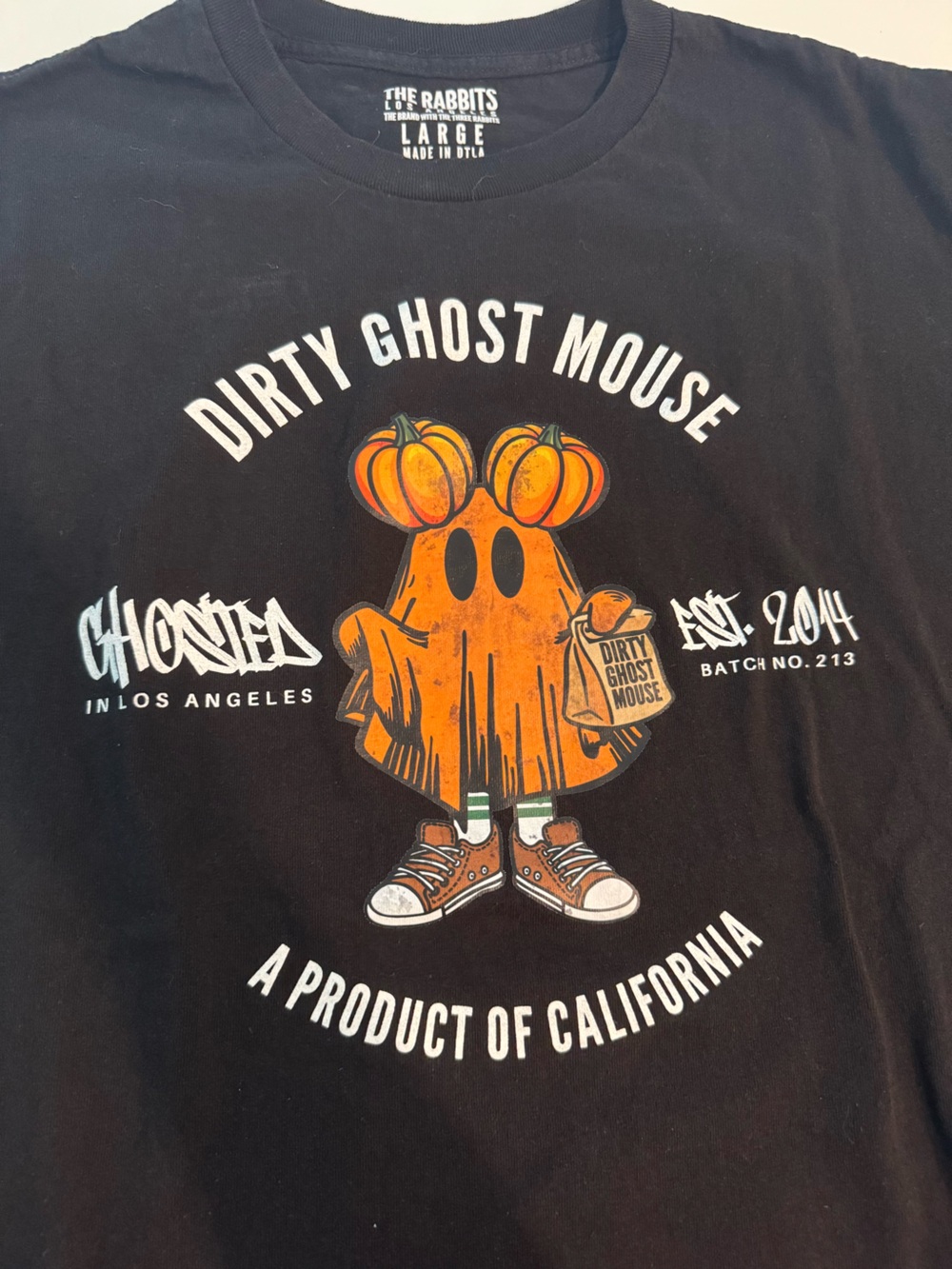 Dirty Ghost Mouse Graphic Tee - Orange & Black
